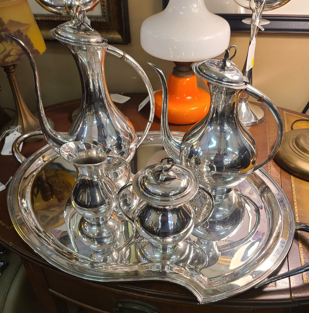 Mid Century 1965 Eugen Ferner Germany, MCM Silverplate Tea/Coffee Set