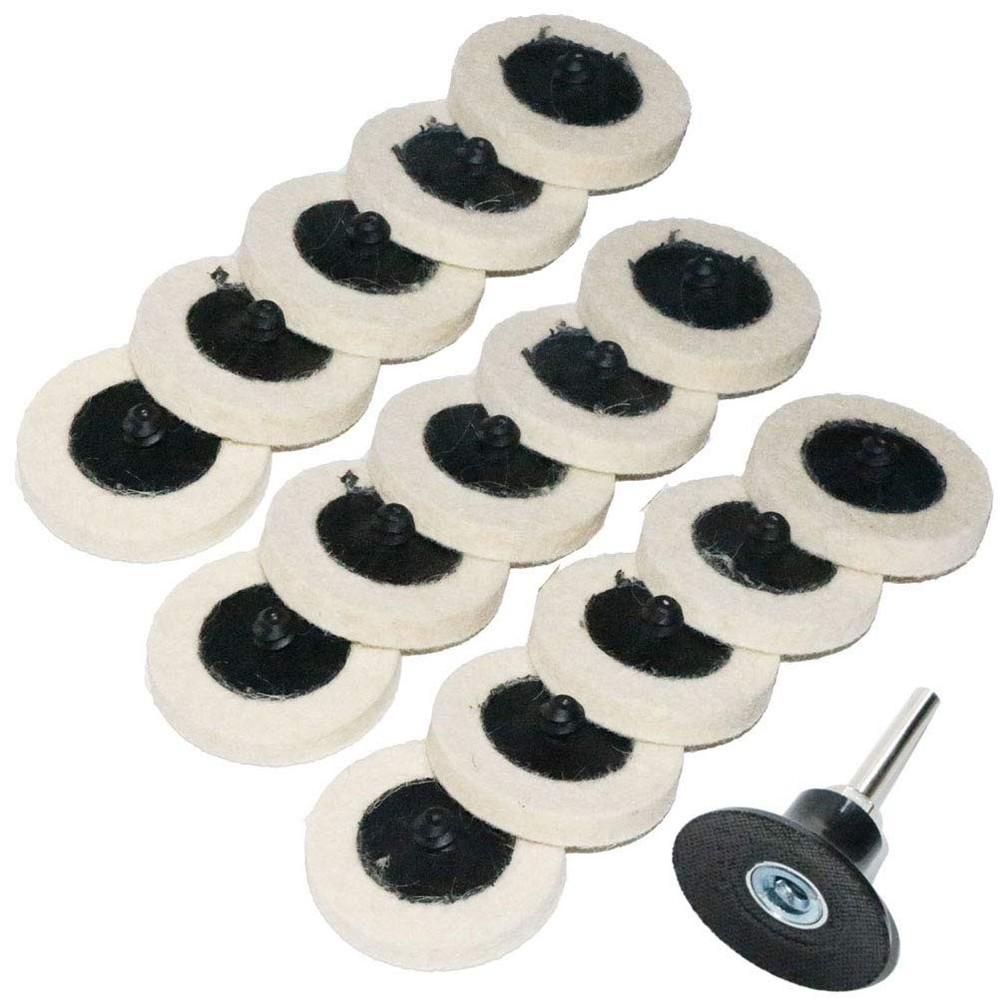 FPPO 2 inch 15pcs Sanding Pad Wool Felt Quick Change Disc Roll Lock Surface...