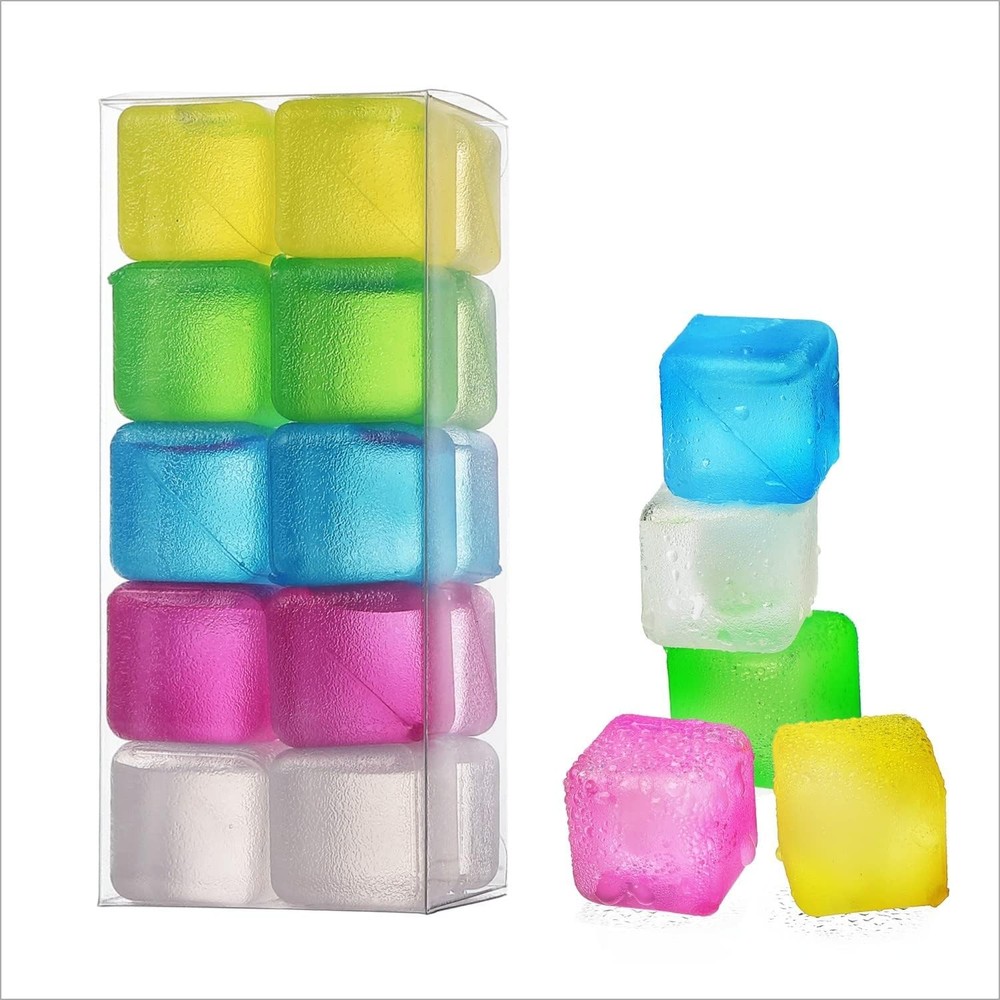 Reusable Ice Cube for Drinks - Multi-Color Plastic 0.98”, Multicolor