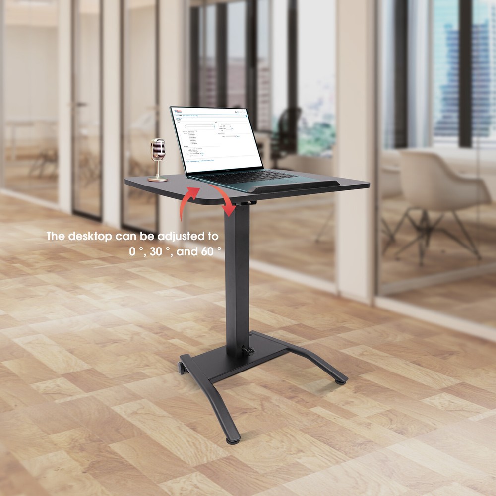 Adjustable 25.5?? Rolling Podium Desk Standing Lifting Computer Desk Black