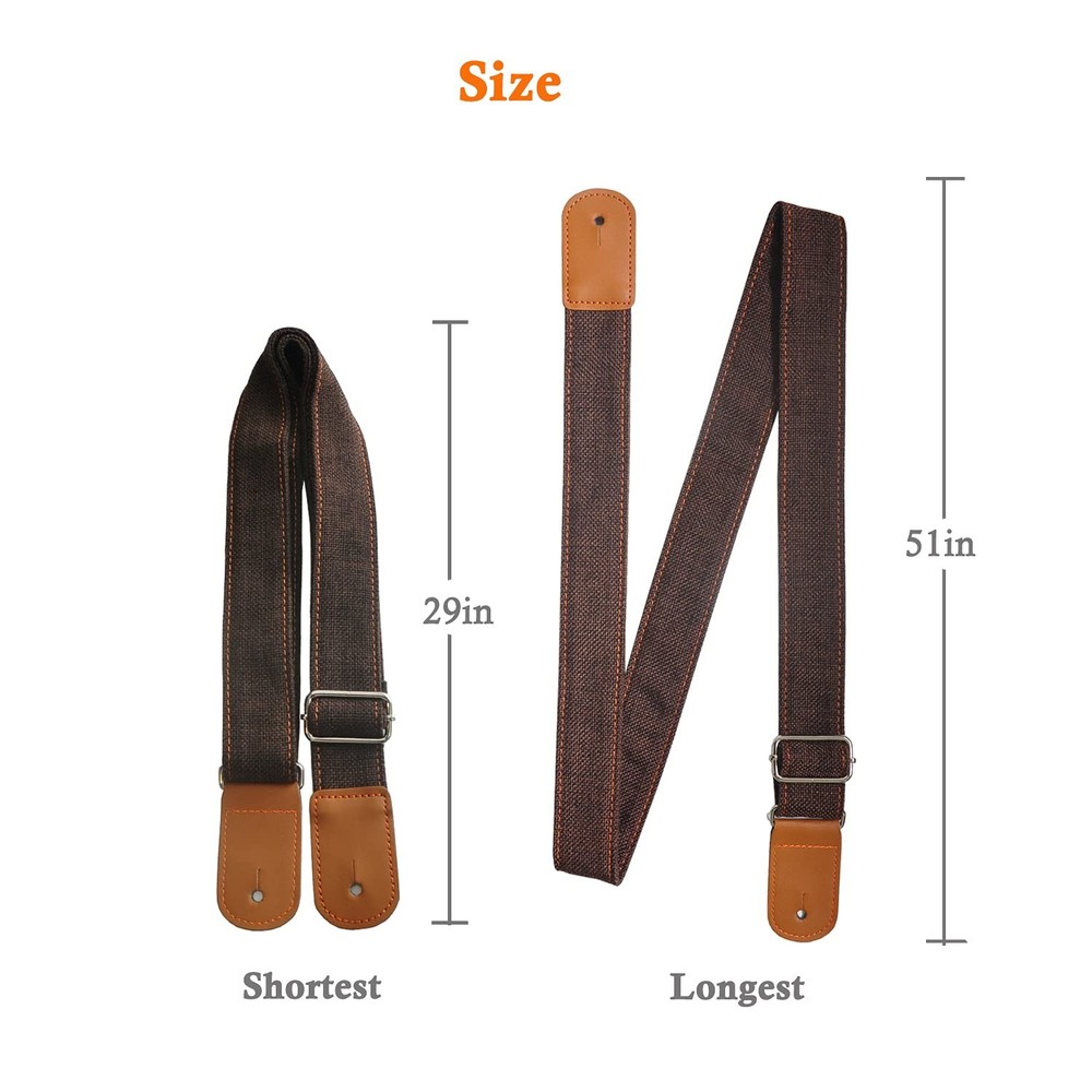 Ukulele Strap Cotton Linen Adjustable Uke Shoulder Strap with Picks Lock Butt...