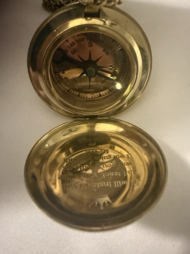 Solid Brass Pocket Compass With Bible Verses - Religious - Gift