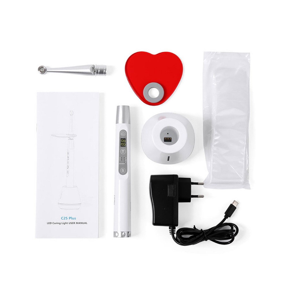 Dental Wireless 10W LED Curing Light 1 Second Curing Flexible Head C25 Plus USA
