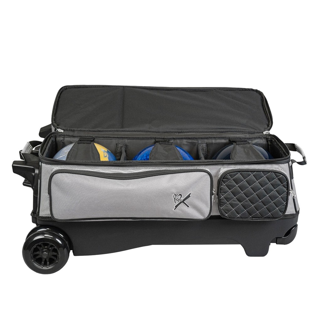 KR Strikeforce Royal Flush Black/Silver 4x4 4 Ball Roller Bowling Bag