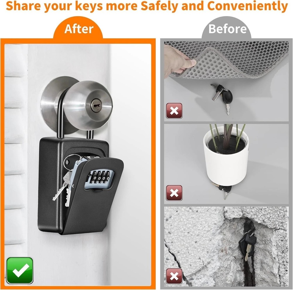 Portable Wall Mounted Lock Box - 5 Key Capacity