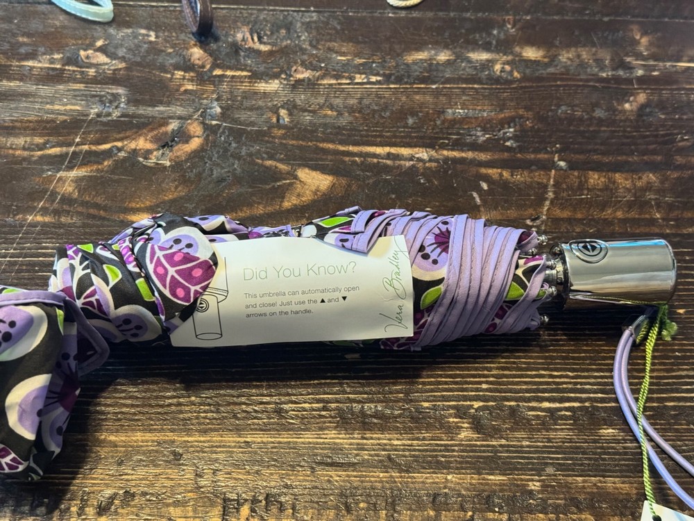 RETIRED Plum Petals Vera Bradley Automatic Open/Close Compact Umbrella