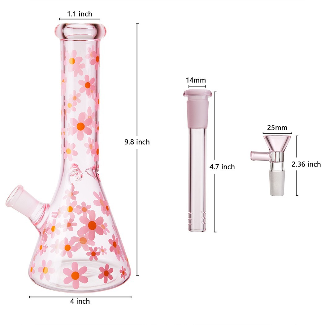 10" Heavy Duty Glass Beaker Bong Water Smoking Tobacco Pipe 14MM Bowl 10 Screens