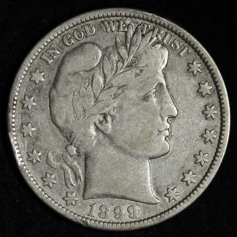 1899 Barber Silver Half Dollar VF E334 IVIEW