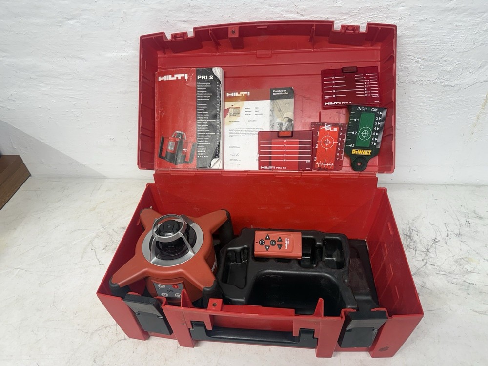 Hilti PRI 2 Rotating Laser Level With Remote And Case Excellent Working