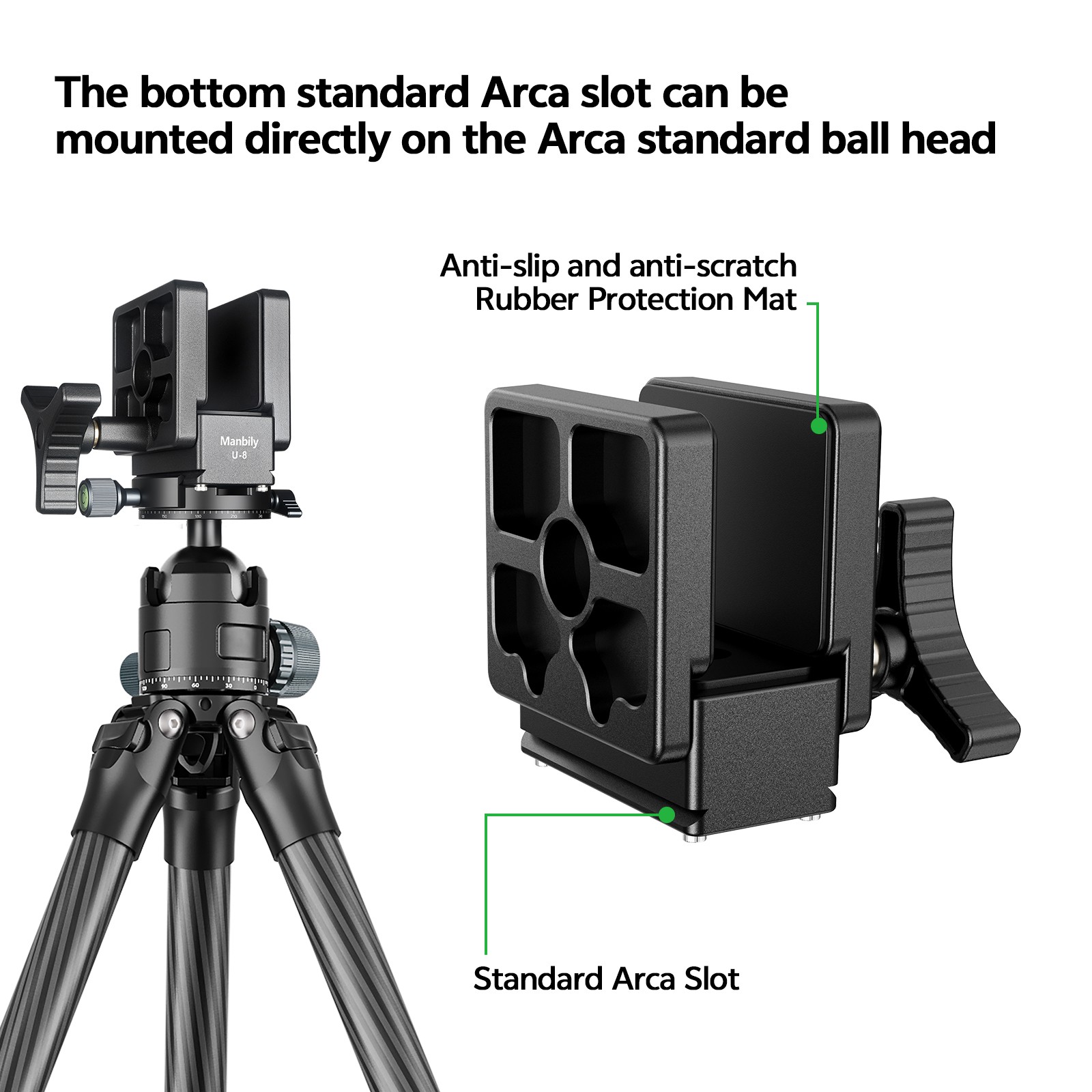 Manbily Saddle Mount Rifle Clamp Adapter for Hunting Tripod Arca Swiss QR Plate