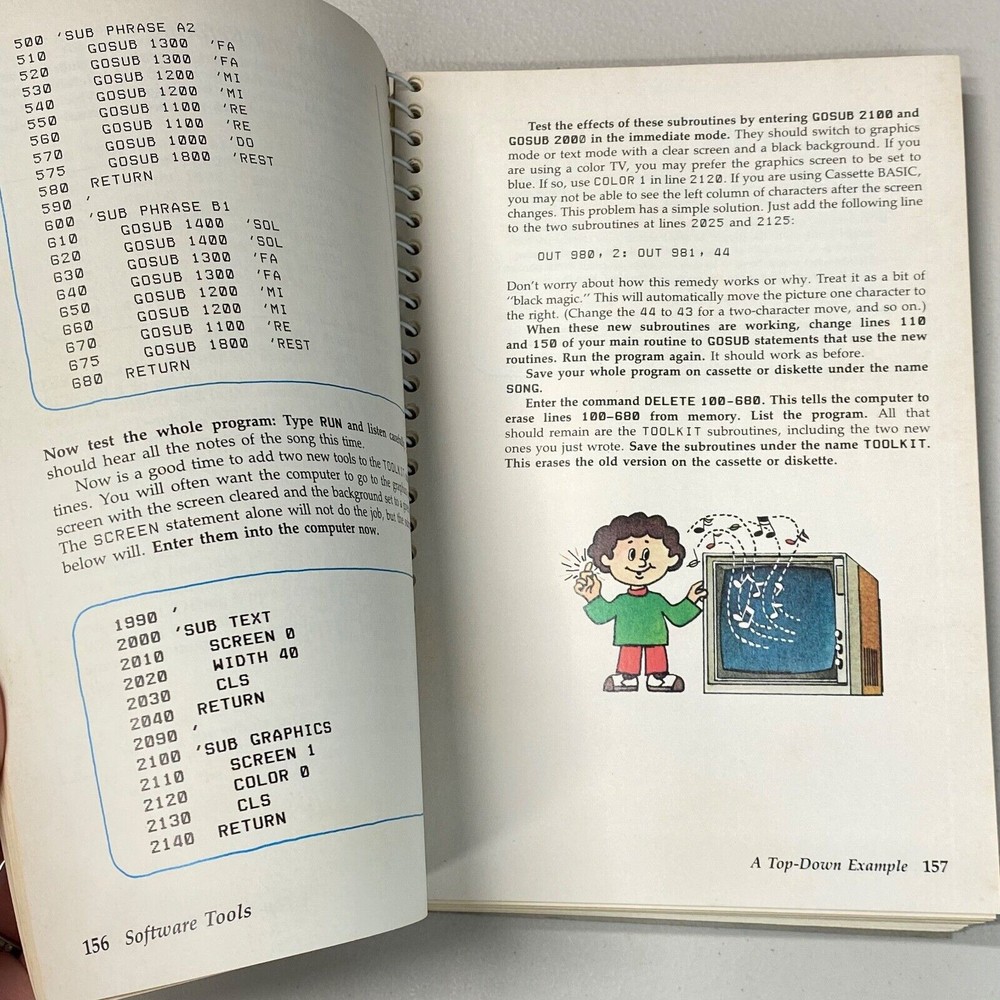IBM PCjr Computer Manual Hands On Basic for 80s Personal Comp Spiral Book 1983