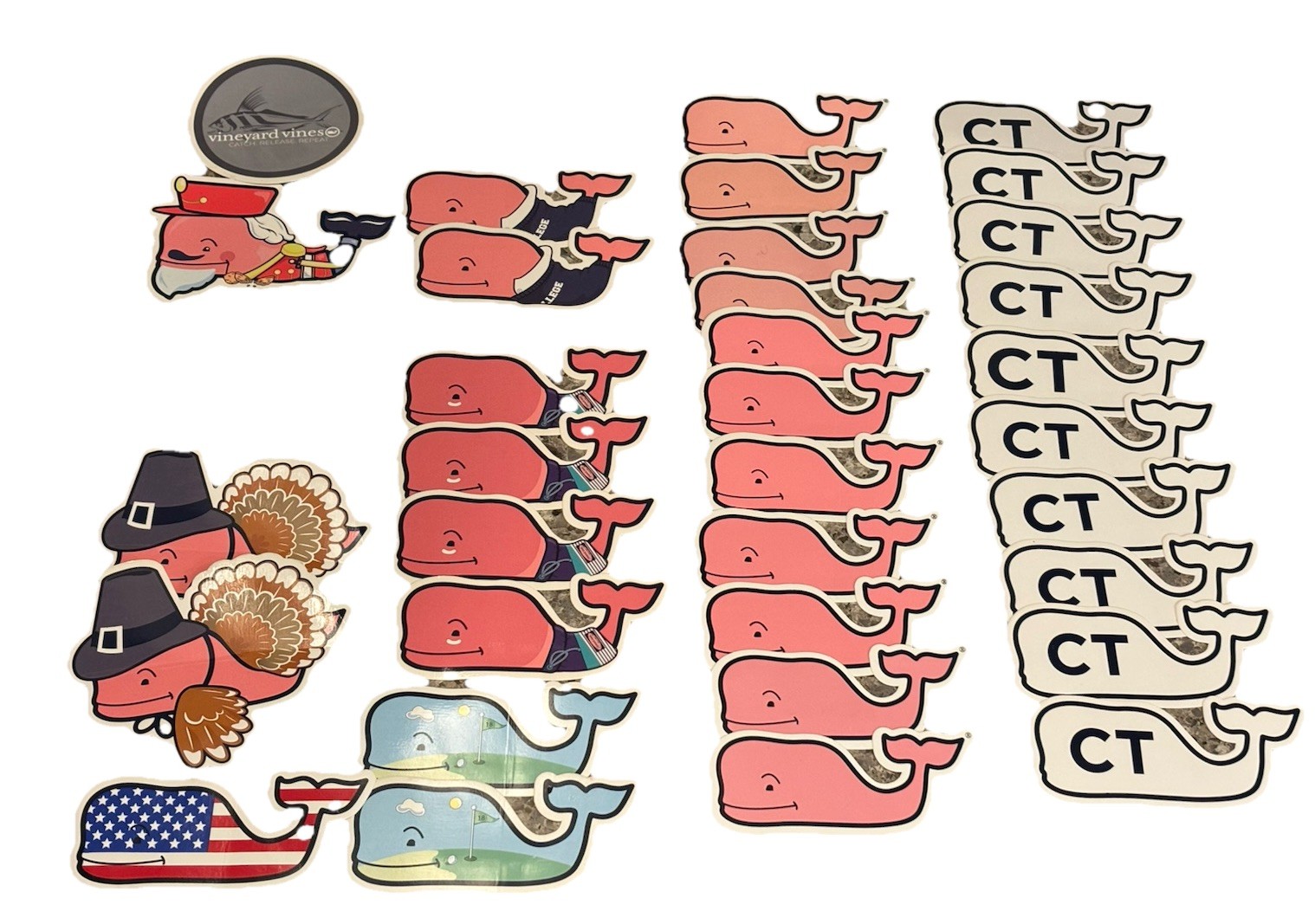 Vineyard vines Whale - 36 Sticker Lot- Pink, Golf, CT, College, School, Seasonal