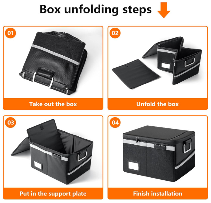 Fireproof Waterproof Document Box with Lock - Portable File Organizer (Black)