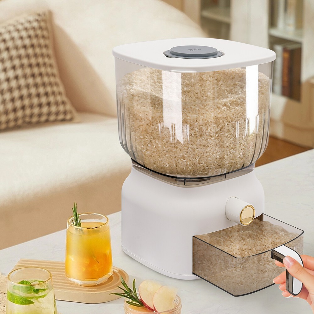 22lbs Rice Dispenser Grain Storage Container Kitchen Organizer With Rice Cup