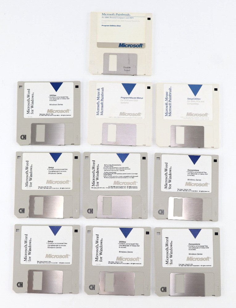 Microsoft Word for Windows, Paintbrush, Mouse Setup Disk Lot 3.5" Floppy 1990