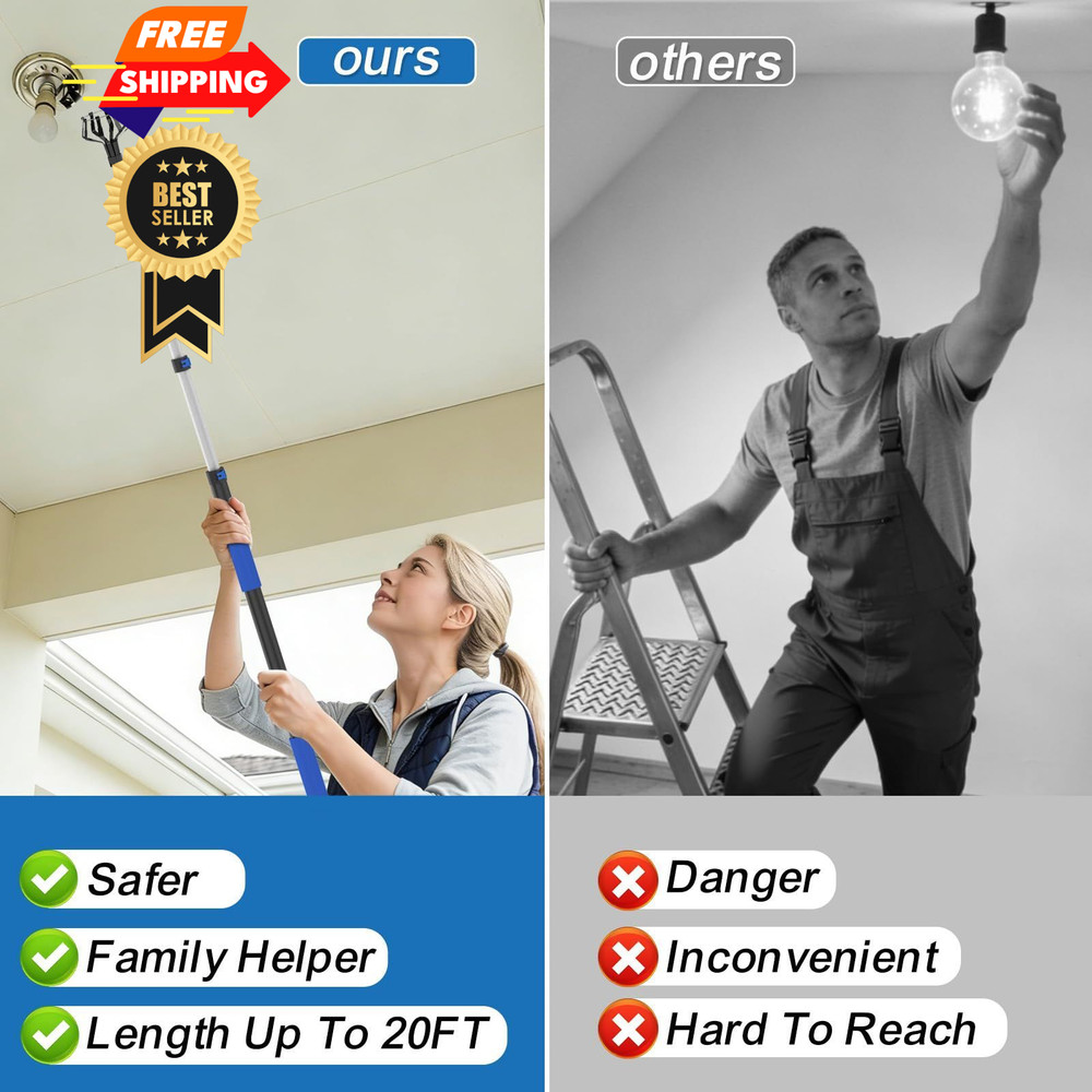 Karveden 5-20FT Telescoping Pole, Multi-Purpose Extension Pole 20FT, Blue