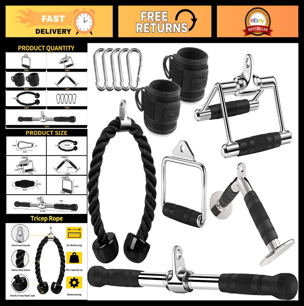 LAT Pulldown Cable Machine Attachment, Triceps Pull Down Accessory for Home Gym