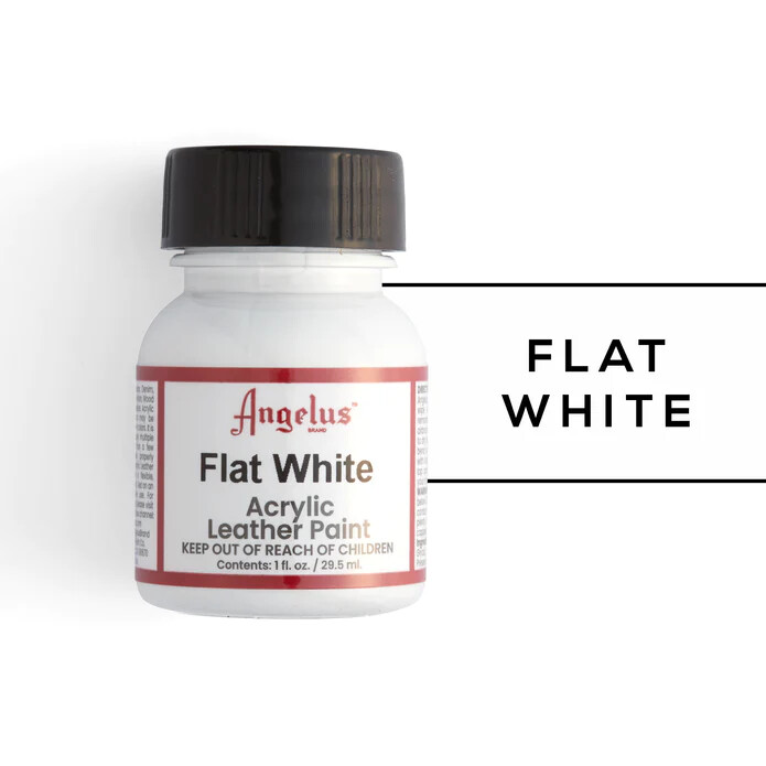 Angelus Acrylic Leather Paint Water Resistant Flat White/Flat Black Color 1 oz