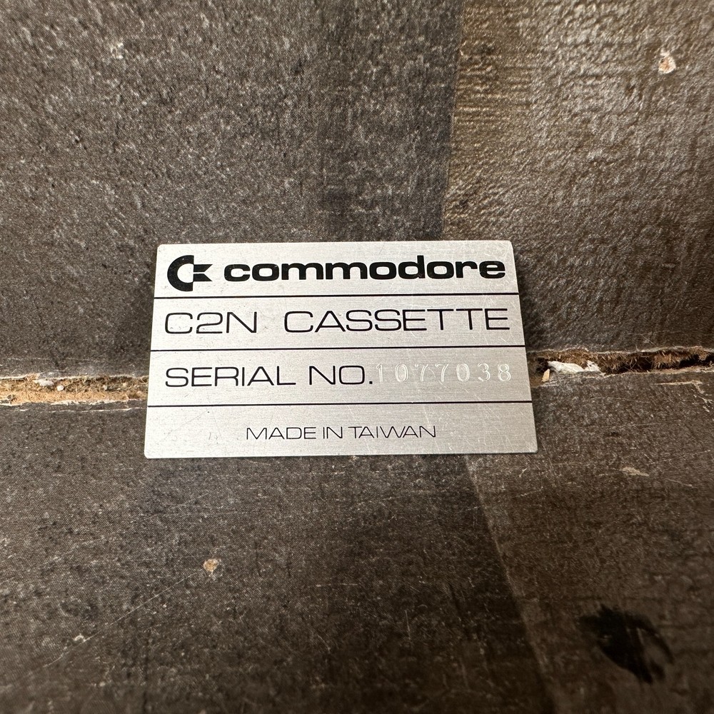 Commodore C2N Datasette Cassette -Serial # Plate Only