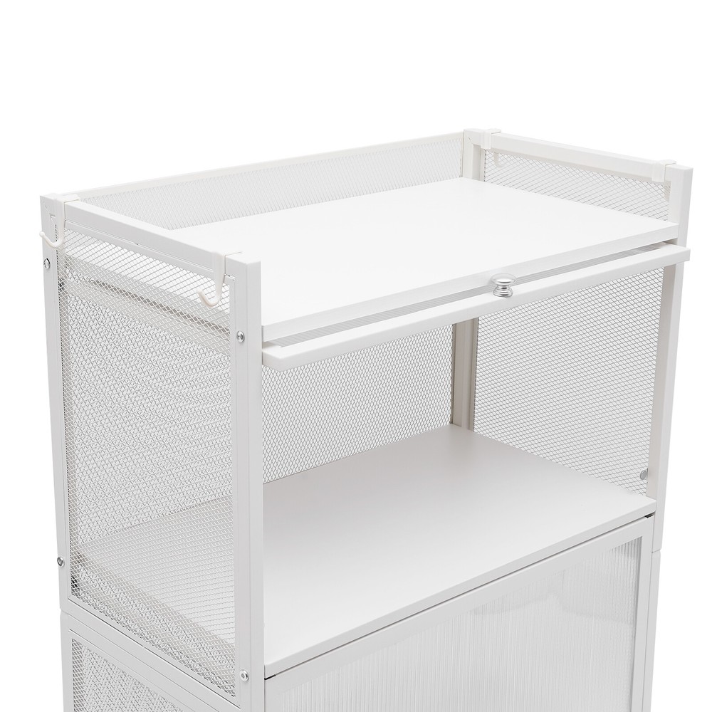 Kitchen Storage Sideboard, Buffet Cabinet with Barn Doors, White