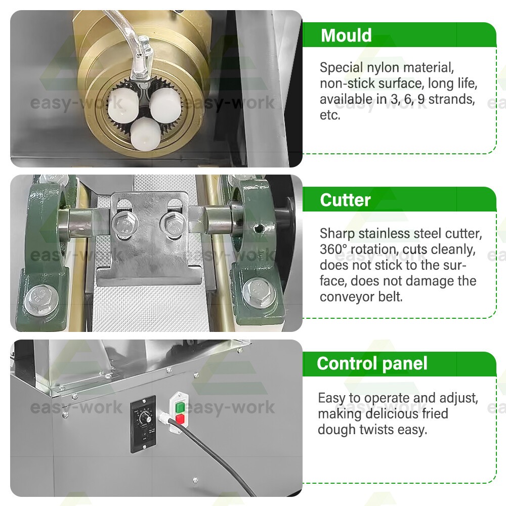 Automatic Extruder Fried Dough Twist Machine Bread Twisting Stick Rolling Cut