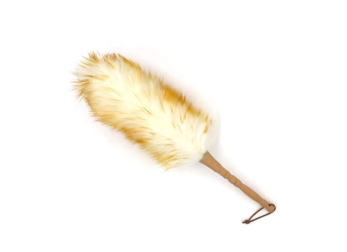 Lambswool Duster with Solid Wooden Handle, Leather Hang Strap,18.9 inch Long