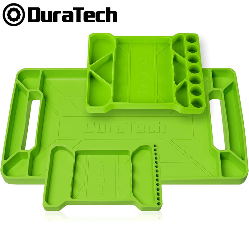 DuraTech 3PC Flexible Tool Tray Silicone Tool Holder for Household Storage Green