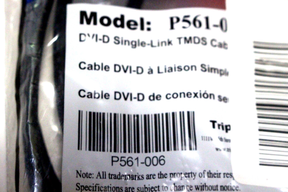 2-PACK TRIPP-LITE 6FT P561-006 DVI-D SINGLE-LINK TMDS CABLE