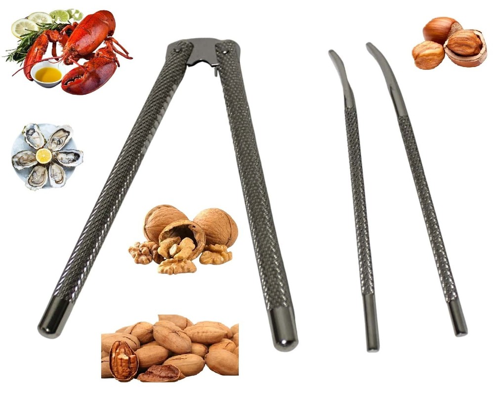 Dependable Industries Nutcracker and Seafood Cracker Set 4.75 Inch, Silver