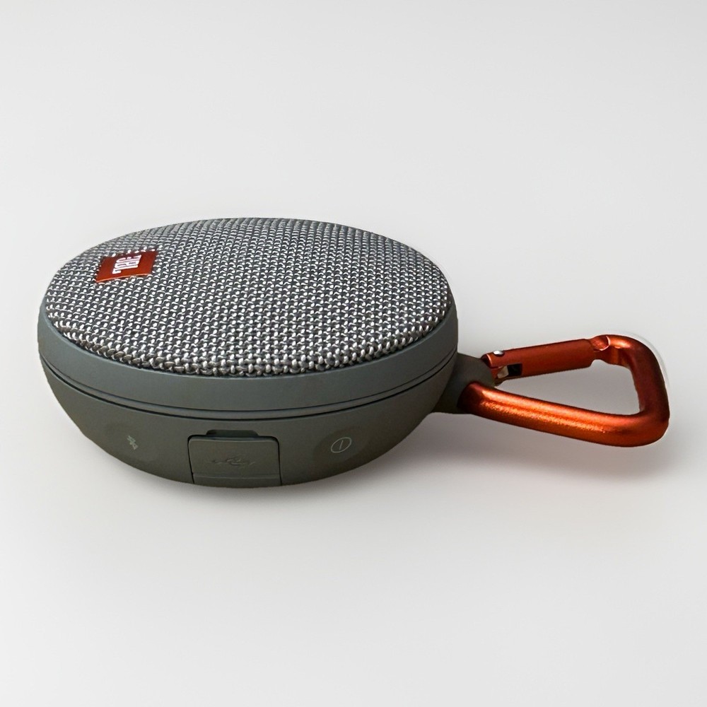 JBL CLIP 2 Waterproof Portable Bluetooth Speaker Gray Tested & Working