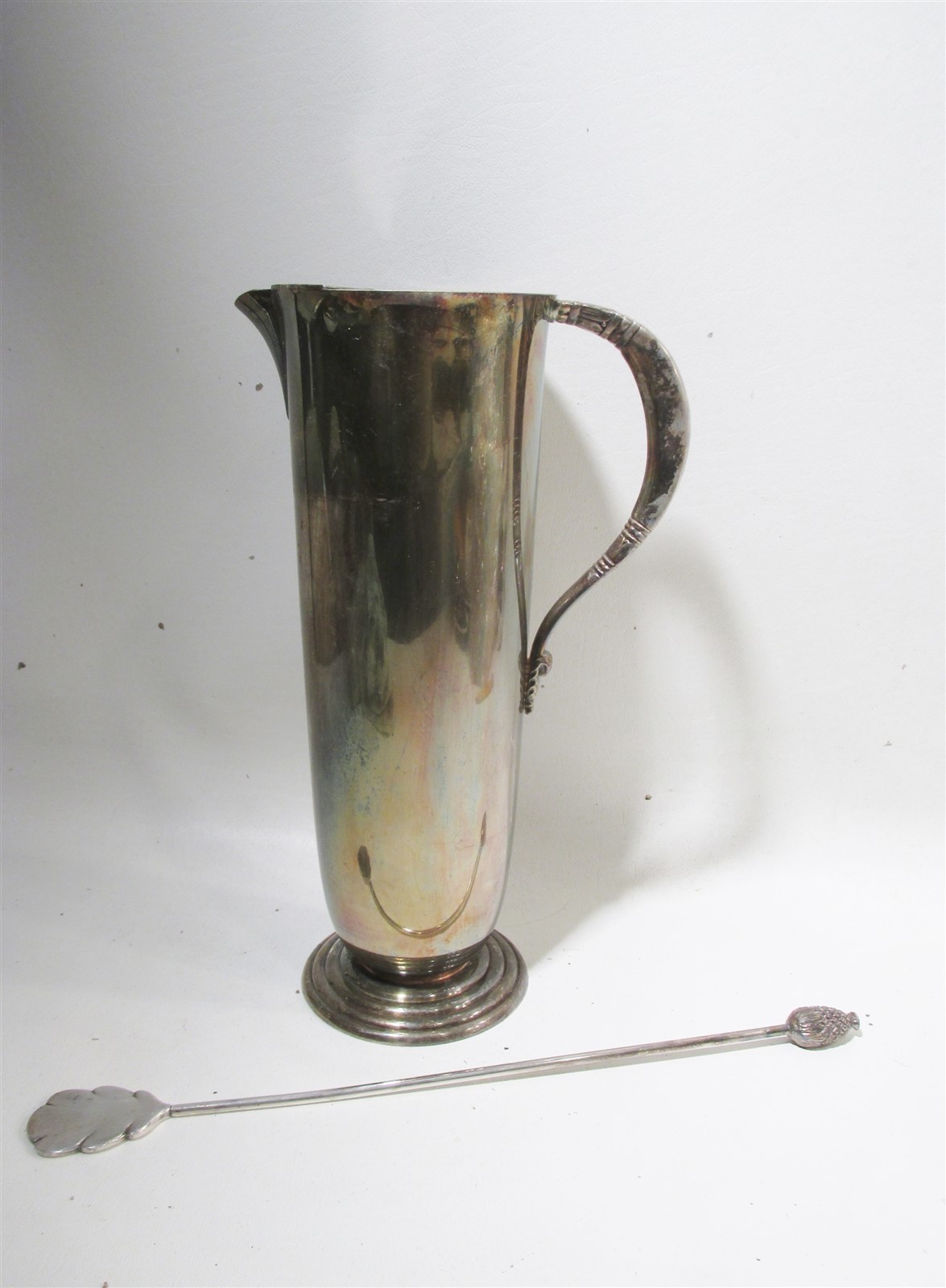 Vtg Art Deco International Silver Plate Tropical Martini Cocktail Mixer Pitcher