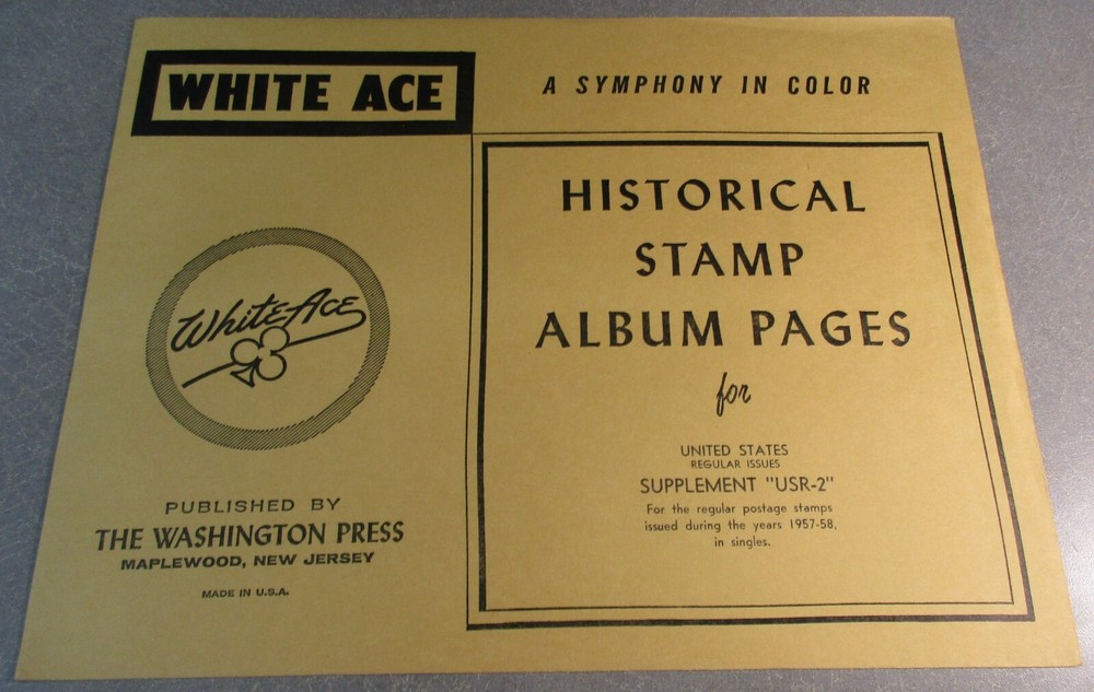 WHITEACE USR-2 HISTORICAL STAMP ALBUM PAGES STAMPS RELEASED 1957-58 W/FREE SHP.
