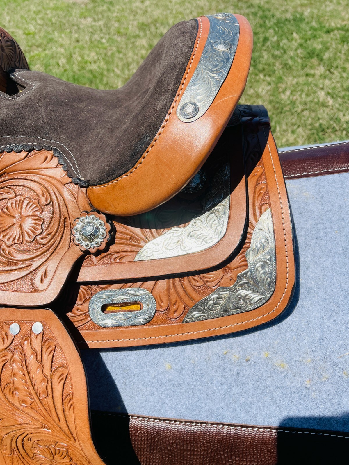Kids 8" Miniature Western Leather Brown Horse Show Saddle With Silver Accents 💗
