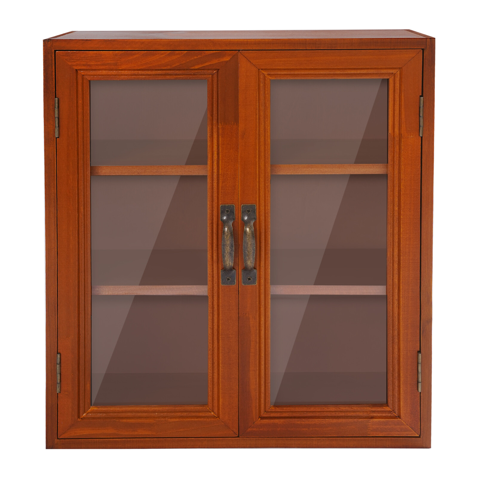 12.09*4.72*14.17in Brown Solid Wood& Acrylic Freestanding 3-tier Storage Cabinet