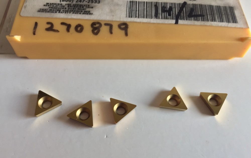 CIRCLE CARBIDE BORING BAR INSERTS TPCB-221-CG5 COATED....AS SHOWN (5) INSERTS.