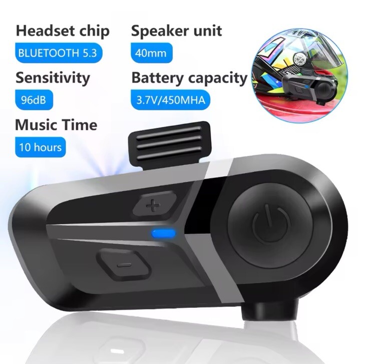 Bluetooth headset for helmet motorcycle intercom wireless waterproof speakerphone