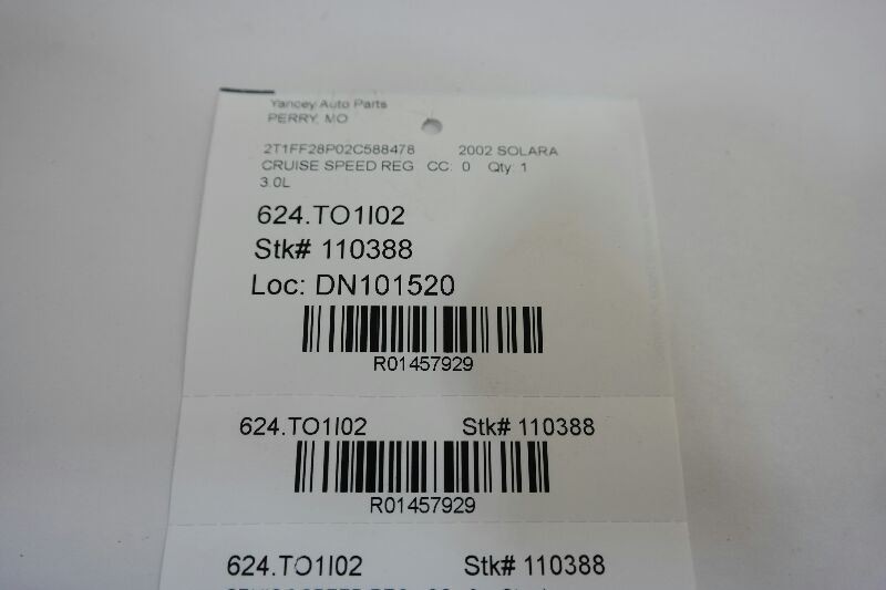 2002 Toyota Solara Cruise Speed Regulator