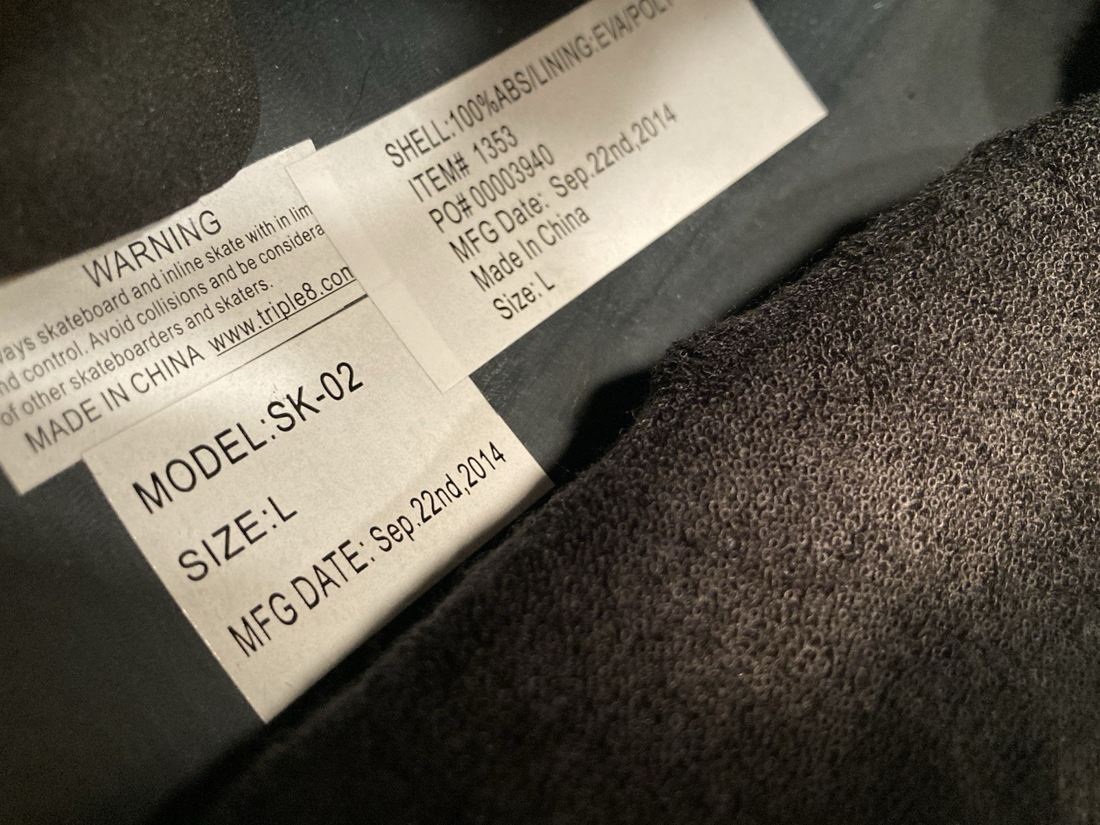 Size Large TRIPLE EIGHT 8 Skateboard HELMET UNISEX BLACK MATTE Rubberized SK-02