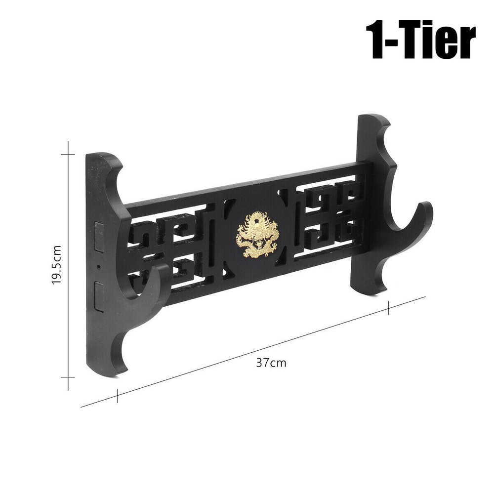 Wall Mount Samurai Sword Katana Holder Stand Sword Rack Dragon Pattern 1~4 Tier