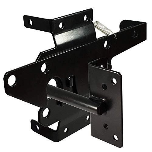 Self-Locking Gate Latch Heavy Duty Post Mount Automatic Gravity Lever Black