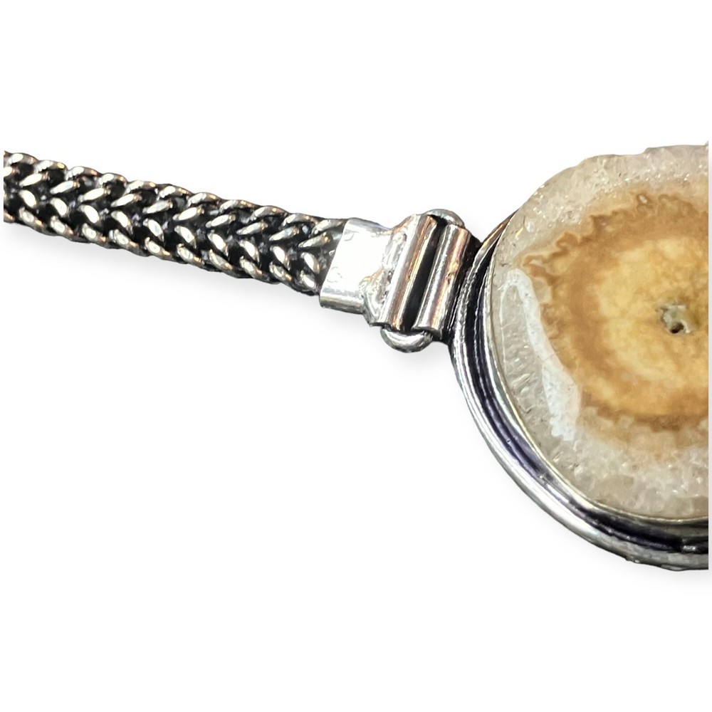Handmade Geode Solar Agate Round Stone 9" Bracelet