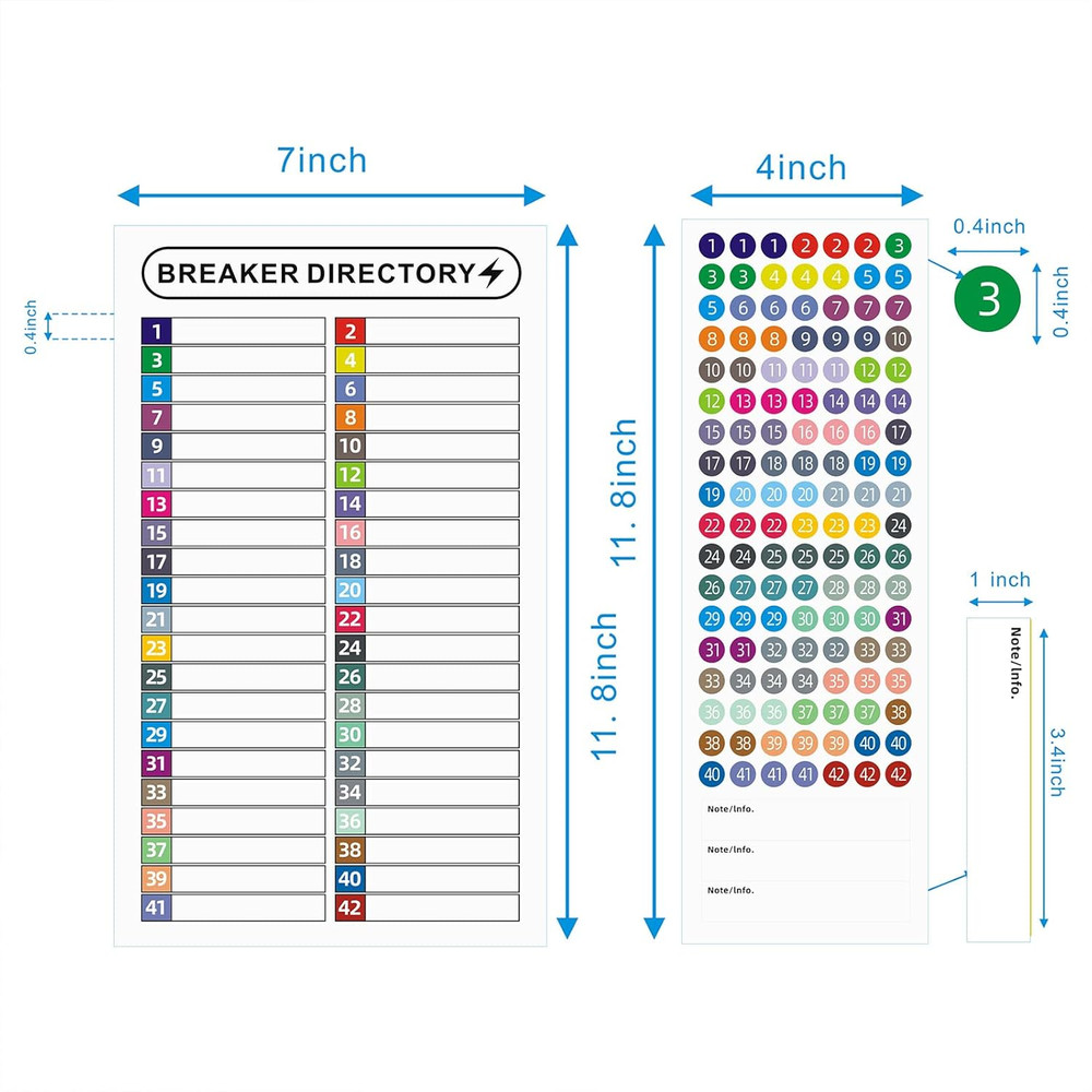 16 Sheets Breaker Panel Labels Electrical Box Sticker Numbers Breaker Panel Labe