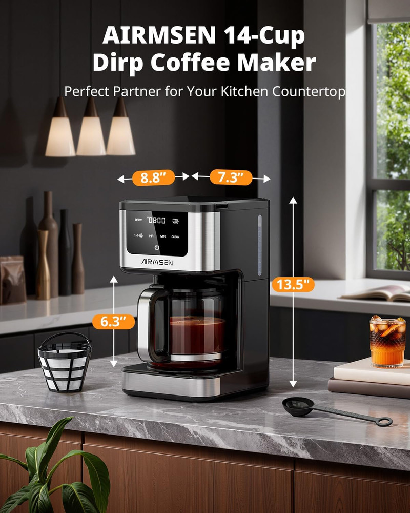 AIRMSEN HR-CM306 14-Cup Programmable Drip Coffee Maker