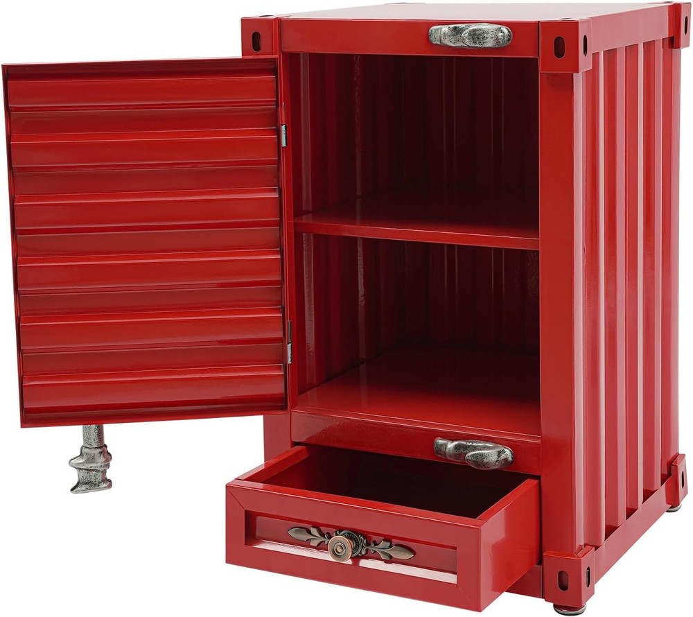 Industrial Wind Bedside Table w/ Combination Lock Container Style Locker Wrought