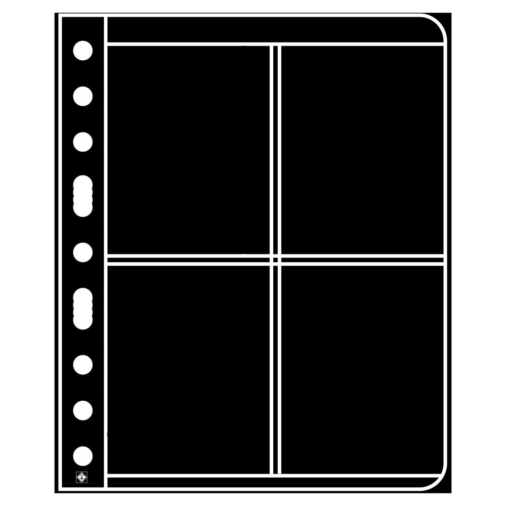 Lighthouse- Vario Stamp Pages for Stamp Albums, Black 9-Hole Binder Pages wit...