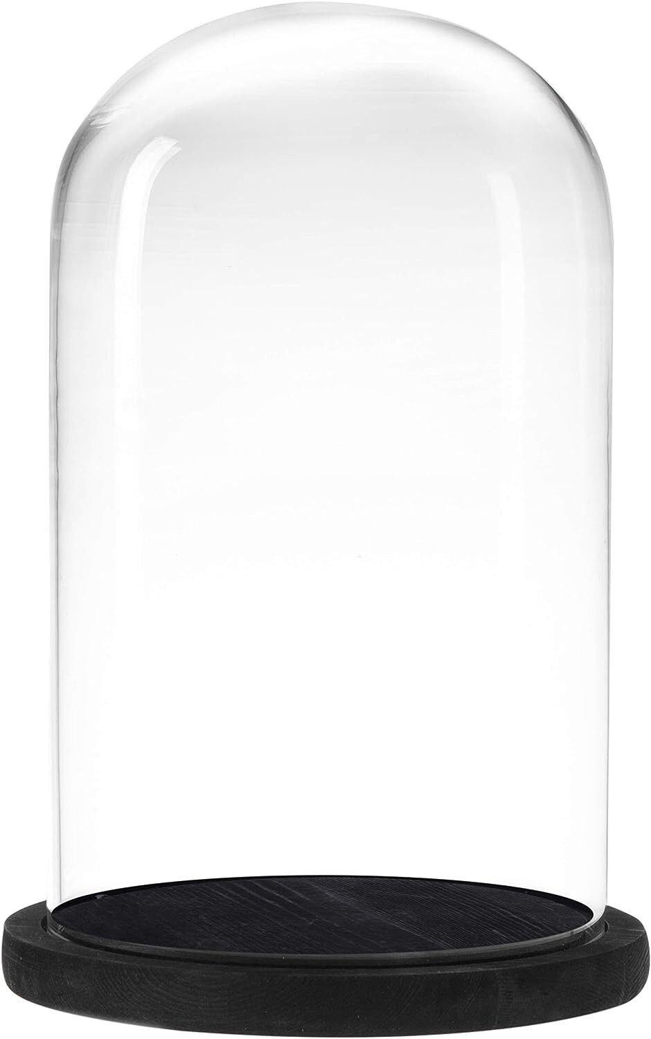 6 x 10 Inches Clear Glass Cloche Bell Jar Display Case w/ Rustic Black Wood Base