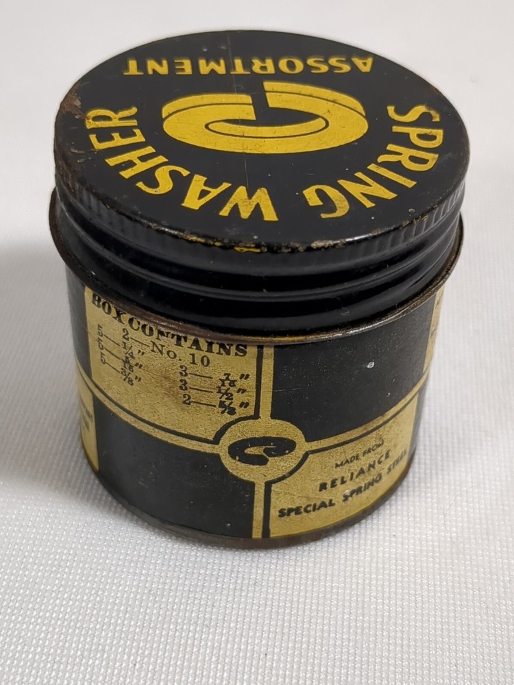 Reliance Spring Washer Cardboard And Tin Container Advertising Empty