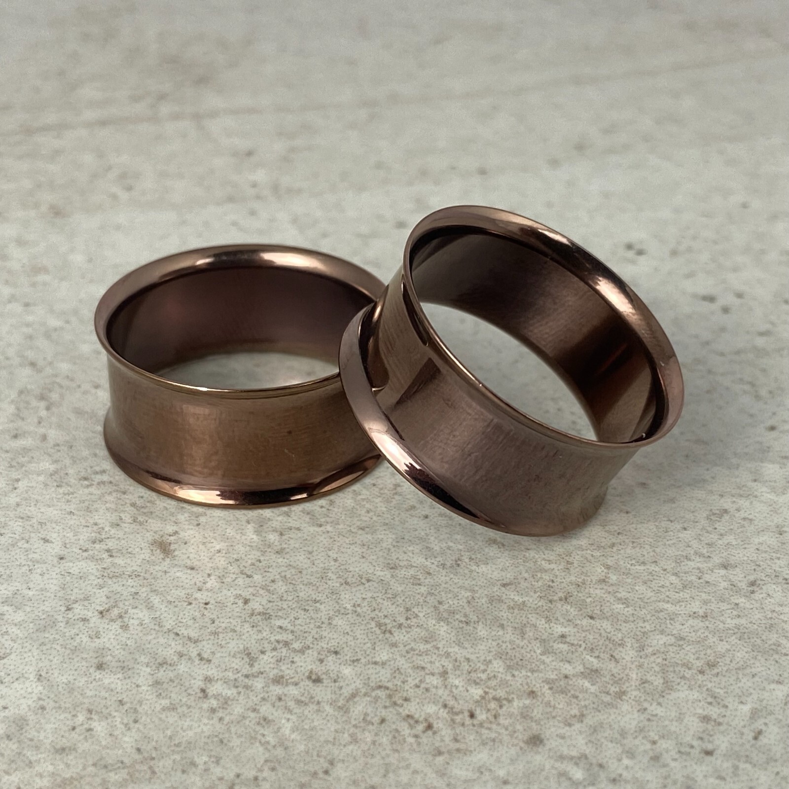 Pair of CHOCOLATE GOLD Steel Double Flare Tunnels set gauges plugs PICK SIZE