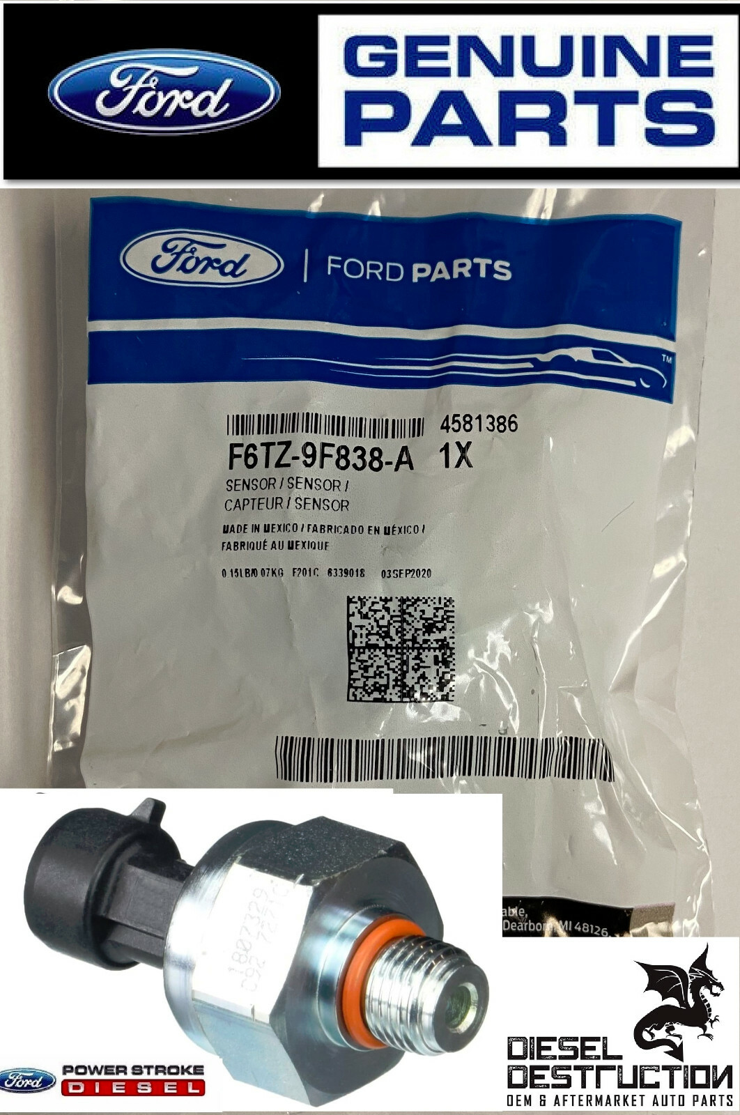 New Genuine OEM Ford F6TZ-9F838-A ICP Sensor 7.3L for 97-03 - Free Shipping !