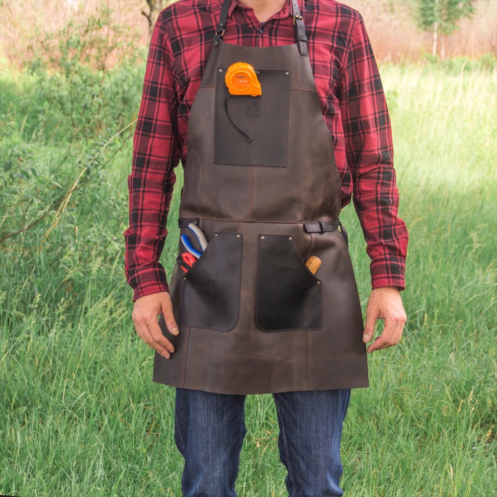 Adjustable Black&Brown Leather Work Apron BeaverCraft AP3X